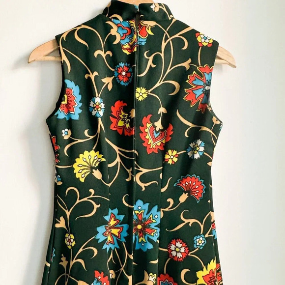 Vintage Boho  Colourful Madarin Collar Sleeveless Maxi Dress - Picture 4 of 6